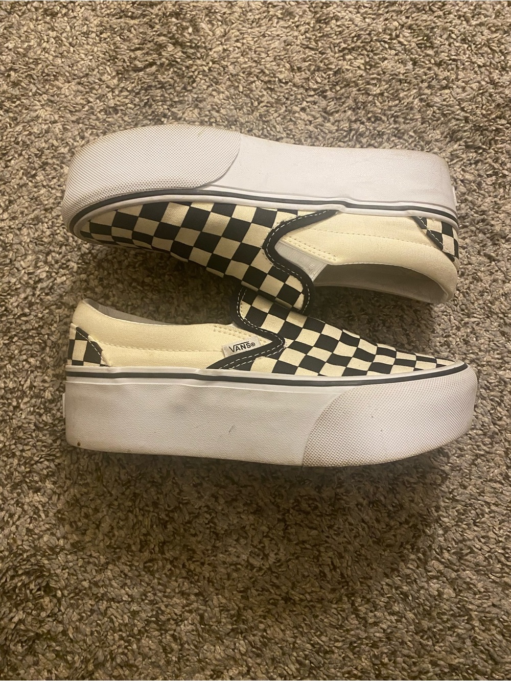 Vans Classic Checkerboard Slip-On Platform Sneakers Black & White